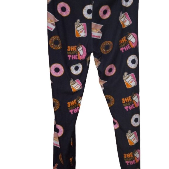 Donut Coffee Womens OS Leggings Pants She Wants The D - Picture 5 of 6
